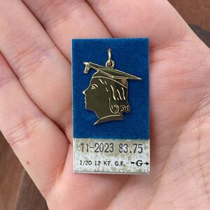 Vintage Griffith Sterling Silver 12K Gold Filled Graduate Profile Bracelet Charm